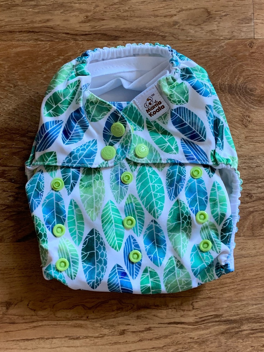 Mama Kola 2 pack: Green & Blue Leaf & green cactus Print Reusable Cloth diaper